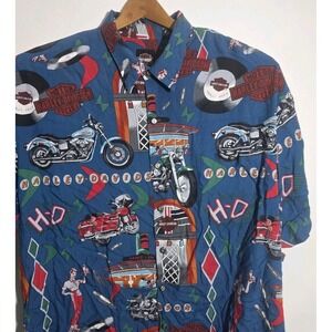 VTG Harley Davidson Tori Richard Motorcycle Hawaiian Button Up Music Shirt - XXL